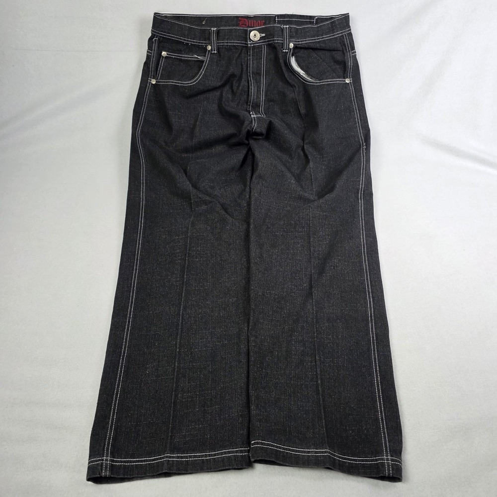 Vintage Y2k Dmae Baggy Jeans Mens 42x34 Black Skater Grunge Wide Leg Hip Hop